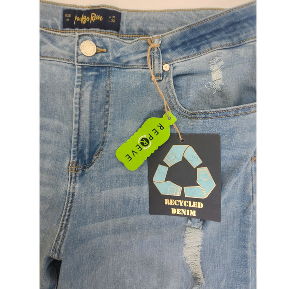 Indigo Rein Skater Jeans Pants High Rise Flare Slouchy Distress Junior's 15 - XL - Picture 4 of 10